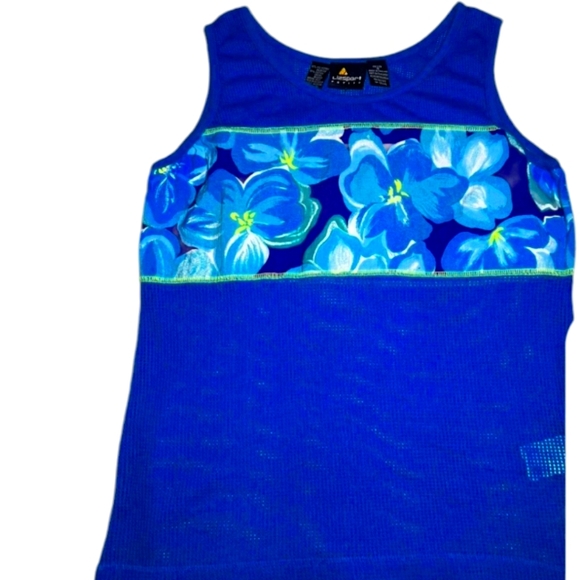 lizsport Tops - Vintage lizasport Hawain floral blue tank top size S